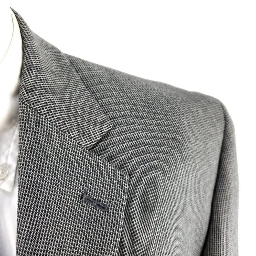 Calvin Klein Heavy‎ Wool 3 Button Sport Coat 40R Gray Check Blazer